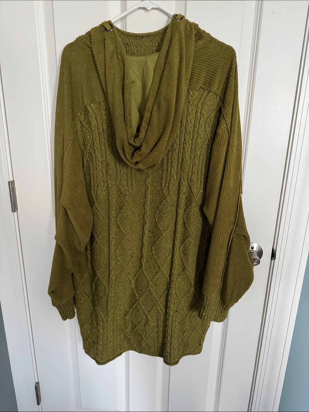 Free People Olive Green Ski Bum Hooded Sweater NWOT - Picture 6 of 8